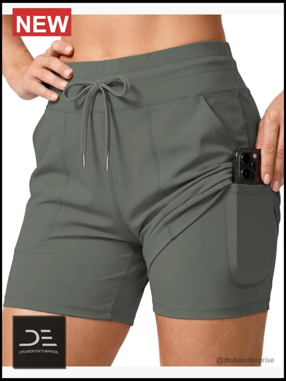 Women's 5" High Waist Tummy Control Swim Board Shorts Ultra Stretch Quick Dry
